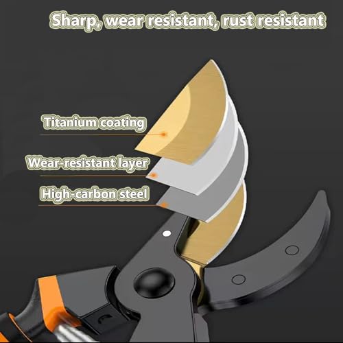 Image of Germany Pruning Shears For Gardening, Arthritis Weak Hand Snips, 4x cutting power trimming, 1-Inch Cut Capacity Garden Clippers, Ergonomic handle, Rust resistant, high strength steel, Sharp