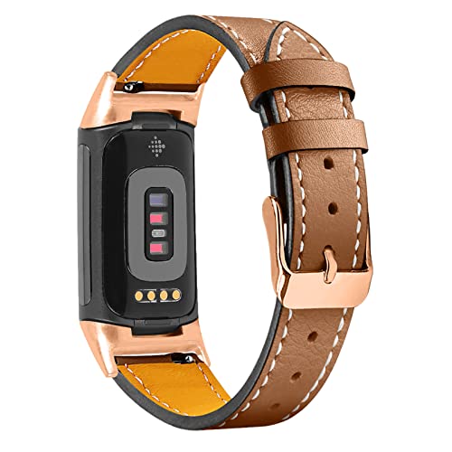 Mtozon Leather Bands Compatible with Fitbit Charge 6/Charge 5, Replacement Genuine Leather Straps...