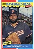 1987 Fleer Baseball's Best Sluggers vs Pitchers #33 Jeff Reardon Minnesota Twins Official Baseball Card in Raw (NM or Better) Condition