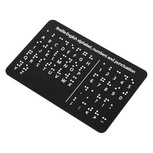 Didiseaon Tableau Braille Noir Horizontal avec Points en Relief Alphabet et Chiffres en Braille Outil Éducatif D’Apprentissage Tactile pour Débutants Malvoyants Assistant Pédagogique