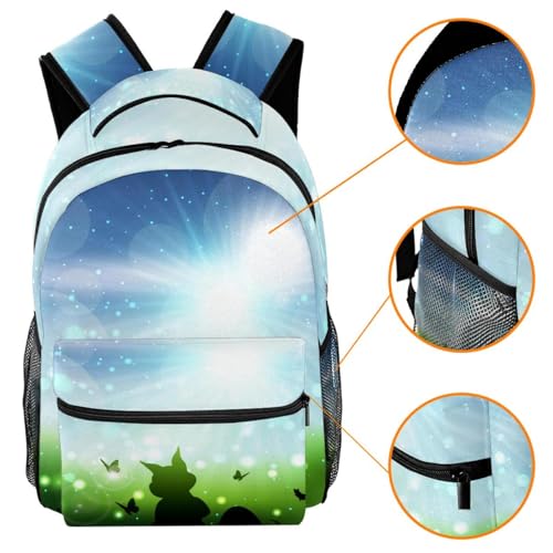Sac à dos d'école lapin de Pâques multicolore pour filles et adolescents