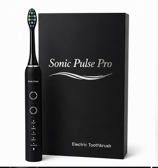 Sonic Pulse Pro Electric Toothbrush for Adults-Rechargeable Sonic Toothbrush with 5 Cleaning Modes,with Soft bristles, Waterproof. Matte Black