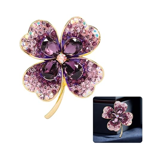 LINGJIA Spilla Donna, Spilla delle Signore, Spilla del Trifoglio, Spilla di Cristallo, Accessori dell'abbigliamento, Spilla del Perno di...