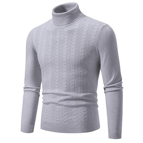 Men's Slim Fit Turtleneck Sweater Knitted Pullover Fashion Casual Warm Knit Mock Neck Twisted Pattern4