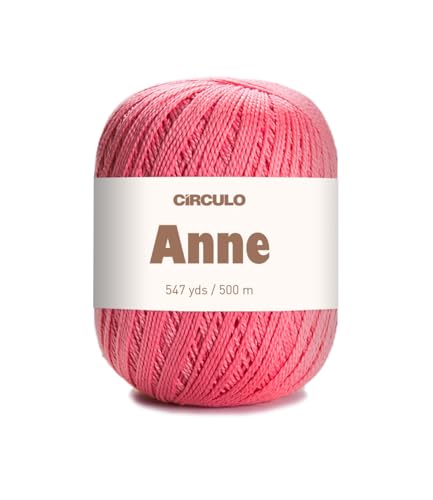 Image of CIRCULO Anne Yarn for Crocheting & Knitting, 100% Mercerized Brazilian Virgin Cotton, Soft Fingering Weight, 547 Yds, 5.19 Oz - Color 3048 Flamingo