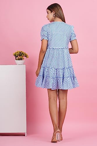 Image of Crenol Women Cotton Printed Short Dresses for Women, Western Dresses for Women