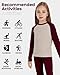 woolcano Kids Unisex 100% Merino Wool Base Layer Tops Midweight Thermal Underwear Shirt Oatmeal/Burgundy 11-12