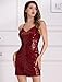 Short Prom Dresses for Teens Sequin Dress for Women Girls Dance HOCO Dress Sparkly Spaghetti Straps Bodycon Cocktail Party Dresses Backless Mini Homecoming Dresses Short Summer Burgundy Wine Red XS