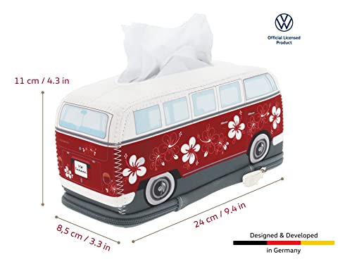 BRISA VW Collection - Volkswagen Neoprene Cosmetic Napkin Dispenser Paper Tissue Box for Bathroom in T1 Bus Campervan Design (Hibiscus/Red) by BRISA - Image 3