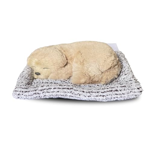 Image of Sleeping Soft Toy Car Dashboard Showpiece Soft Plush Stuffed Dog Realistic Puppy Figurine with Bamboo Charcoal for Home Decor, Car, Office and Gift (25 x 20 cm)