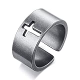 925 Sterling Silver Adjustable Ring, Cross Ring For Men And Women 16006