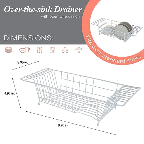 Kitchen Details Sink Dish Drainer Drying Rack | Dimensions: 19.9" x 8" x 5 | Space Saving | Countertop | White - Thumbnail 2