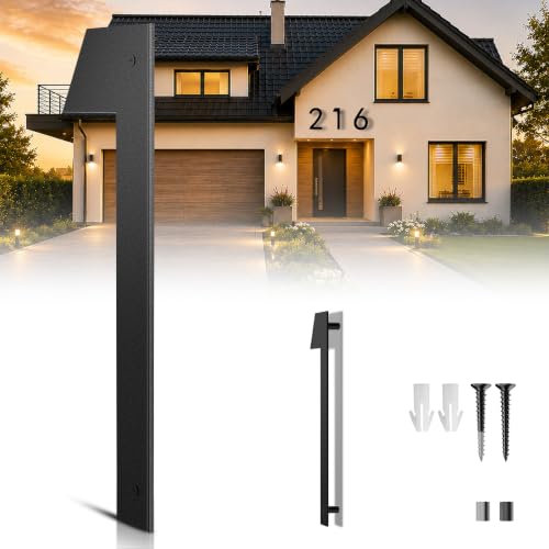 17 Inches Oversize House Numbers for Outside Modern Large Floating Address Numbers Matte Black Metal DIY Numbers, Big Outdoor House Number 1
