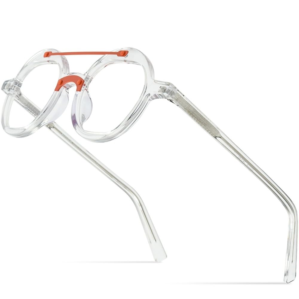 MUTYNE Montura de gafas de acetato para hombre, anteojos redondos Retro Vintage, gafas para mujer