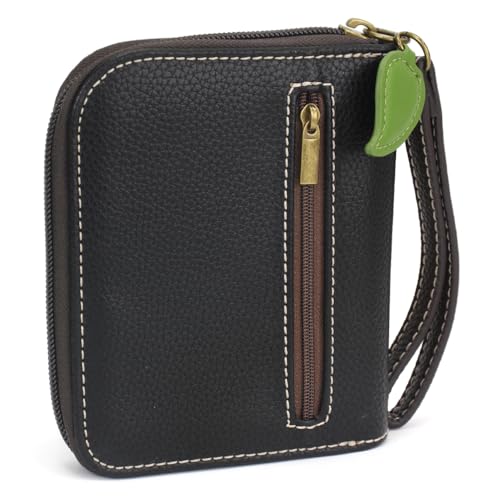 Image of CHALA Zip Around Wallet, Wristlet, 8 Credit Card Slots, Sturdy Pu Leather - Gnome - Olive
