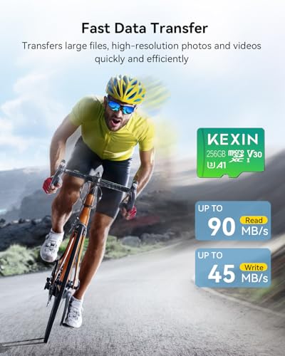 Image of KEXIN 256GB Micro SD Card with Adapter - Up to 90MB /s 4K, V30, A1, C10, 4K UHD High Speed microSDXC UHS-I Memory Card Compatible with Action Camera Drone Game Console Smartphone Tablet,256 G,Single