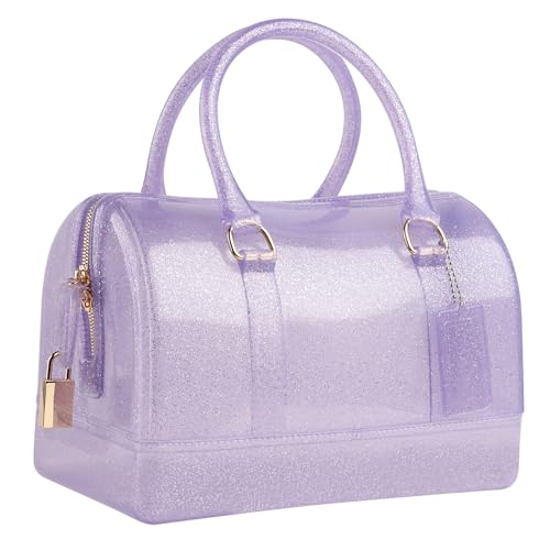 MIFORINES Jelly Pillow Top Handle Handbag Glitter Purple