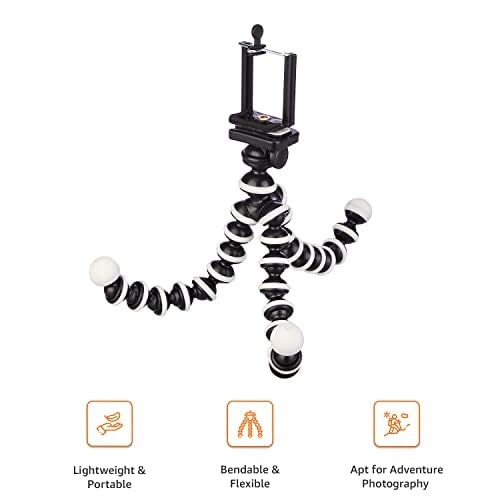 Image of Amazon Basics Gorilla Tripod /Mini Tripod for Mobile Phone with Phone Mount with Flexible Gorilla Stand for DSLR, Action Cameras, Ring Lights, Panel Reflectors, Umbrellas, and Flashlights