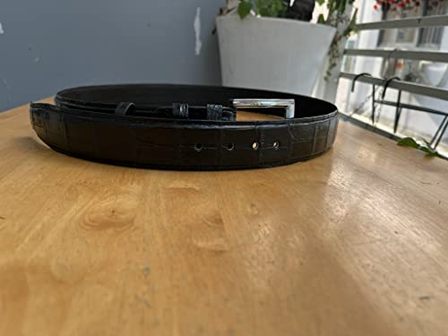 Genuine black Alligator belly skin Belt For Men, Real Crocodile Belts Men prong buckle4