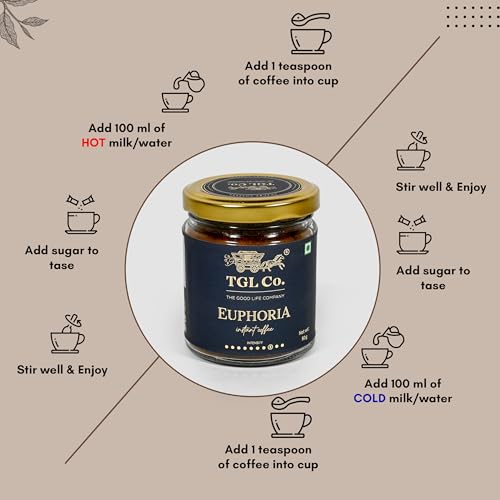 Image of TGL Co. The Good Life Company Euphoria Instant Coffee Powder 50 Gm Jar| Anti Oxidant | Boost Energy | No Artificial Flavour