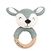 Babyspielzeug Beißring/Greifling mit Lasergravur und Name | Babygeschenk zur Geburt für neugeborene | Jollein - Reh in grün