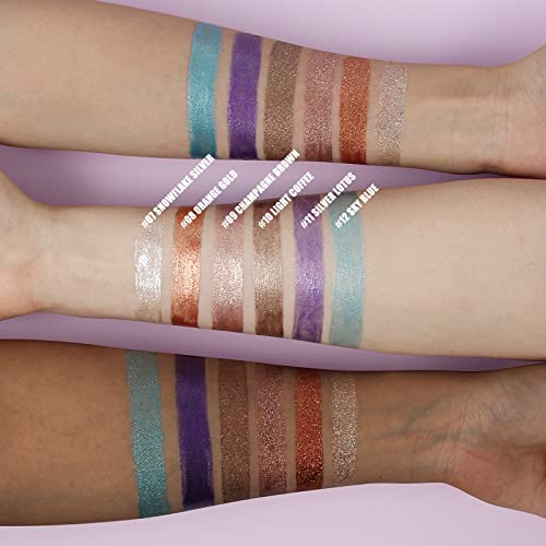 Junhe Glitter Metallic Liquid Eyeshadow Eye Shadow Long Lasting And Pigmented Sparkling &Shimmer Eyes Makeup One-Swipe Coverage 0.10 Floz (#11 Purple) #TOP4