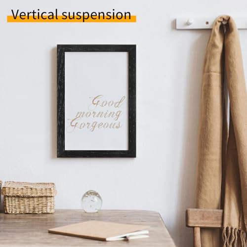 puthiac 4x6 Oak Wood Picture Frame - 4"x6" Photo Frame, 4x6 Picture Frame Wood, Natural Solid Wooden Picture Frames for Wall Art Photo and Prints(1 Pack, Black)