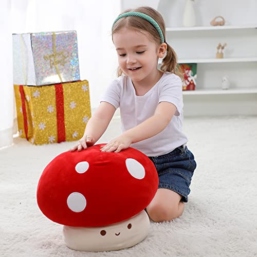 Image of WeBingo Mushroom Plush Pillow, 9 in Cute Mushroom Decor Stuffed Animal Toy | Giant Soft Stuffy for Girl Boy Adult Birthday Christmas Valentine's Day Gifts