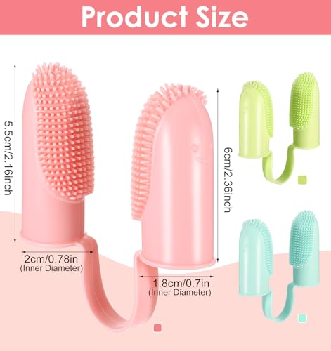 Image of Finger Dog Toothbrush, 3 Pack, Multicolor, Dual-Finger Design, 135 Angled Bristles, Extra Soft, Pet Toothbrush