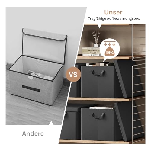 WOLTU Aufbewahrungsbox mit Deckel 1 Stück, mit Griffen, Schwarz, 48x36x30 cm – Ansicht 5
