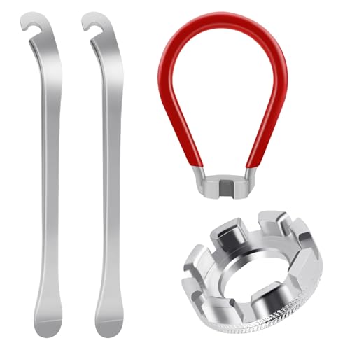 GAQWOK 4-Piece Bicycle Spoke Wrench - Forged Steel Bike Tool for Wheel Tension Adjustment, Includes Storage Box - Compatible with Bike Pedal Wrench and Bike Maintenance Kit