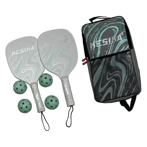 Raquettes de pickleball portables vertes avec 4 balles et grip confort