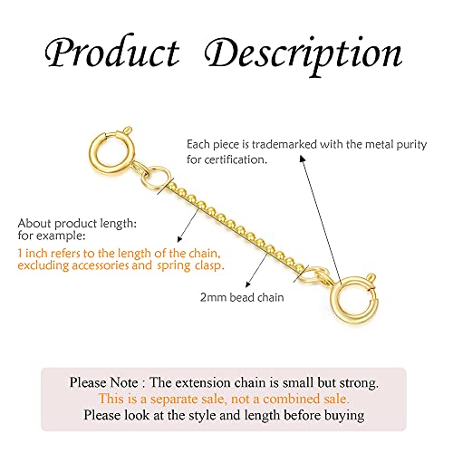 Image of 10k 14k Real Gold 1 inch /1.5 inch /2 inch /2.5 inch /3 inch /4 inch /5 inch Necklace Extender, Necklace Bracelet Extender Chain, Durable Gold Extender Chain, Adjustable Extension Chain for Necklace Bracelet Anklet