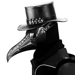 Black Leather Plague Doctor Mask Long Nose Bird Beak Plague Mask Steampunk Halloween Costumes Props Mask for Adult