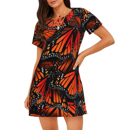 Chemise de nuit légère Monarch Butterflies pour femme avec manches courtes