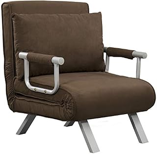 HomCom Steel Folding 3 Position Convertible Single Sleeper Bed Chair- Rich Brown