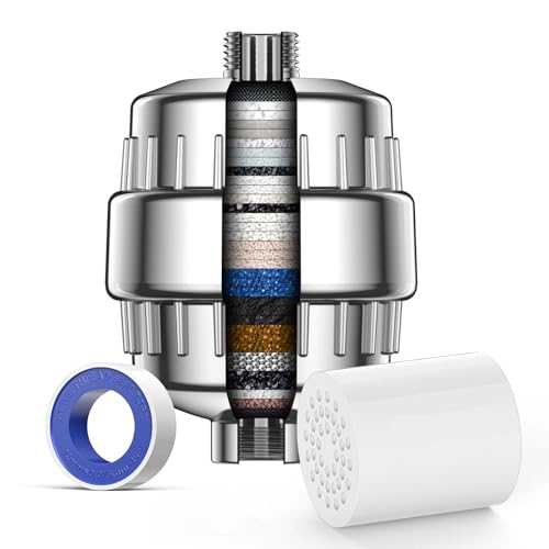 VOXON 36 Stufen Duschfilter, Vitamin C Duschfilter für hartes Wasser, Shower Filter mit 1 Filterpatronen, Duschfilter für Wasserenthärter, Kalkfilter Dusche zur Entfernung von Fluorid Chlor Kalk