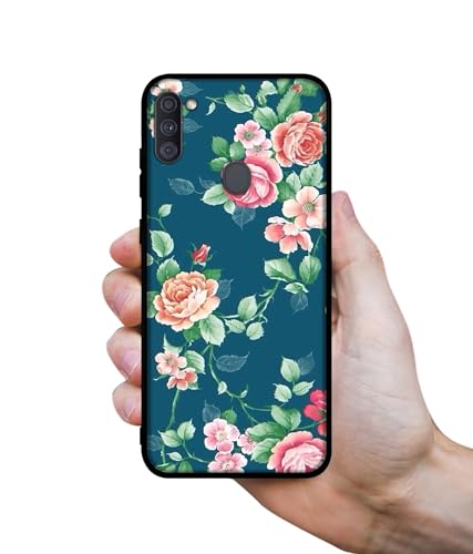 Image of Vintage Floral Design Premium 2D Printed Metal Back Case Cover for Samsung Galaxy A11 4G / M11 4G