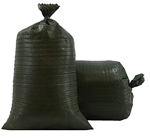 Upnorth Sandbags - Qty Of 10 - Empty Woven Polypropylene Sand Bags W/Ties, W/Uv Protection; Size: 14" X 26", Color: Military Green #TOP3
