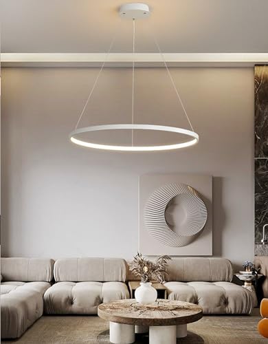 Lampe suspendue LED Ø80cm blanche dimmable avec télécommande pour salon - 2