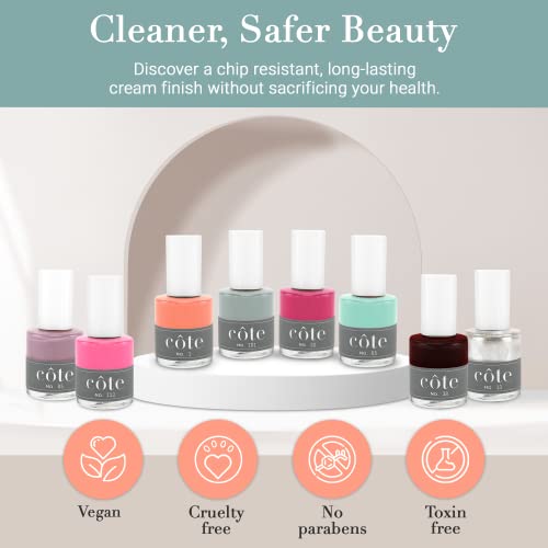 Cote Shop Cote Nail Polish - Quick Dry Vegan 0.4 Fluid Oz Regular Cruelty Free Non Toxic & Safe Chip Resistant Full Coverage (No. 10 Powdery Sheer Pink) #TOP4