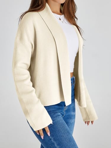 Image of Saodimallsu Womens Cropped Cardigan Open Front Shawl 2026 Fall Trendy Long Sleeve Sweater Jacket