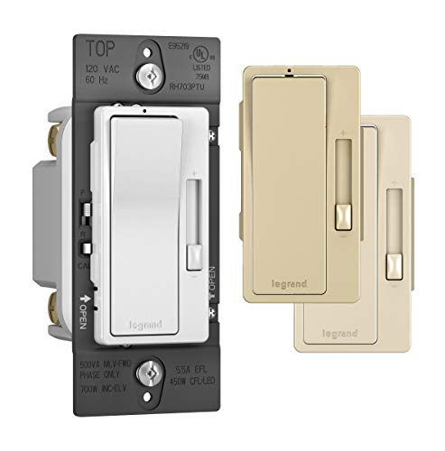 Legrand Pass & Seymour Radiant LED Dimmer Light Switch, Single Pole with Locator, For Home Lighting Control, Interchangeable Faceplate White/Ivory/Light Almond, RH703PTUTCCCV4, 1 Count by Pass & Seymour - Used condition - US$29.32