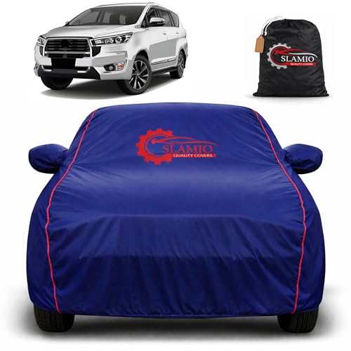 Image of Car Cover for Toyota Innova Crysta 2016-2026 |100% Waterproof Heavy-Duty 3-Layer |All-Weather Rain UV Sun & Dust Protection | Custom Fit| Soft Inner Lining |Mirror & Antenna Pockets |Navy Blue