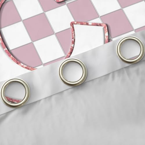Image of Erosebridal Pink Initial C Window Curtains 42 inch Wx63 L Kawaii Plaid Checkered Blackout Curtains for Kids Girls Bedroom,Cute Personalized Monogram Window Treatments Grids Gingham Drapes Decor 2 Panels
