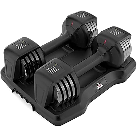 Adjustable Dumbbell, HAPBEAR 12.5/25 LBS Adjustable Exercise Dumbbell Set, 1-Sec Adjust Weight by Turning Handle, Free Weight Set for Gym Home Men Women Fitness Cover