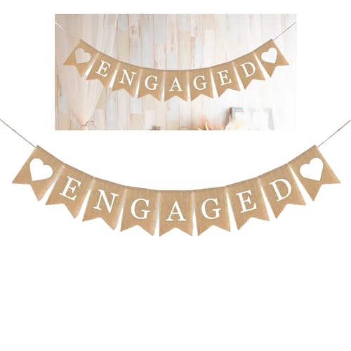 Fizzix Elegant Linen Congratulations Engagement Banner - Perfect for Party Decorations & Photo Backdrops