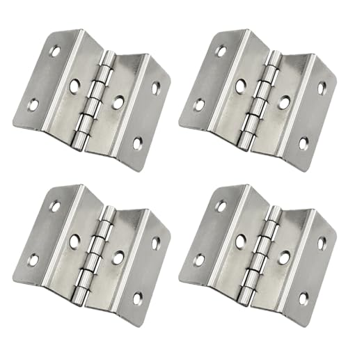Image of Leliafleury 4Pcs Four Fold Hinges 41x15x1MM Folding Cabinet Hinges 6-Hole Cranked Hinge for Windows Cabinets Boxes, Silver