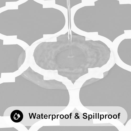 Image of Smiry Rectangle Table Cloth, Flannel Backed Vinyl Tablecloth, 60 inchx120 inch | Waterproof Plastic Tablecloths, Wipeable Table Cover for Dining, Indoor and Outdoor (Light Grey)