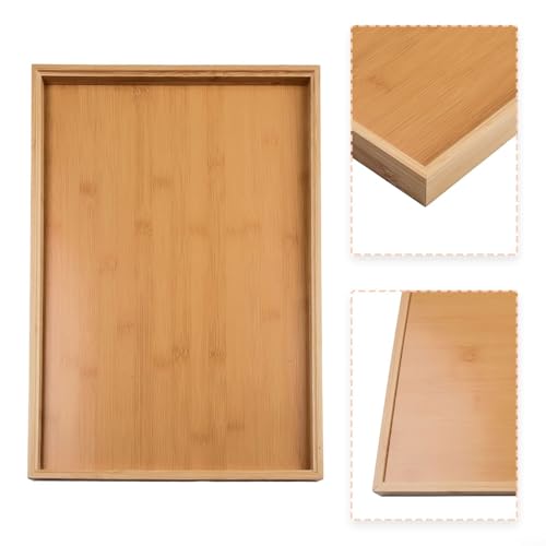 Bandeja rectangular para servir comida y bebidas en madera para hogar u hotel de 33x22cm 6